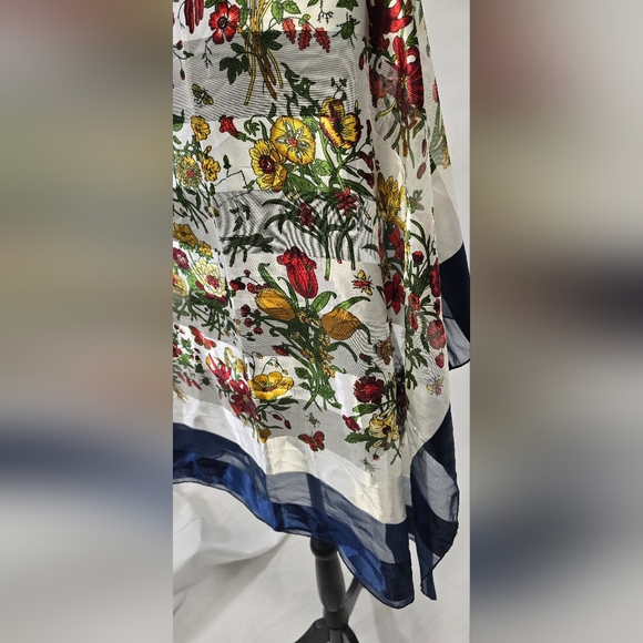 Vtg women scarf mid century cottagecore preppy romantic bloomcore earthy career - Picture 4 of 6